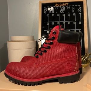 Red Reflectant Timberland Boots